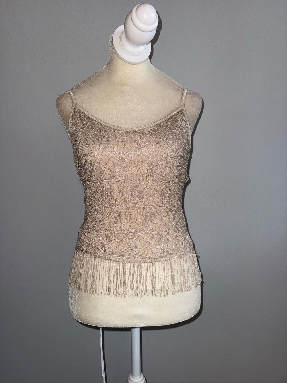 XOXO Tan Lace Fringe Camisole